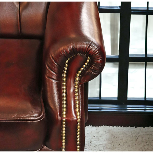 本革使用 チェスターフィールド ウィングバック 1人掛けソファ (1P