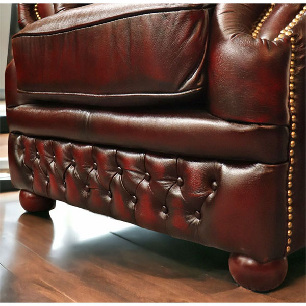 本革使用 チェスターフィールド 1人掛けソファ (1Pソファ) （ブラウン