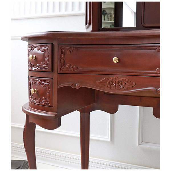 三面鏡ドレッサー 輸入家具 猫脚 ブラウン おしゃれ アンティーク調