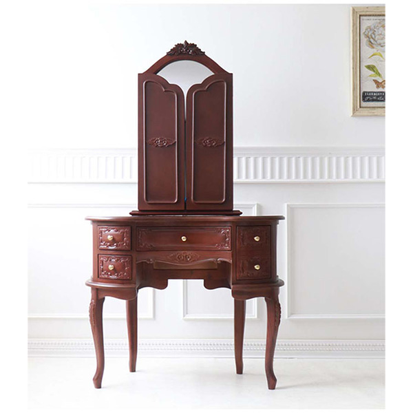 三面鏡ドレッサー 輸入家具 猫脚 ブラウン おしゃれ アンティーク調
