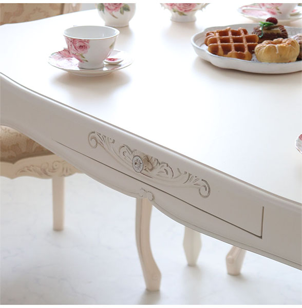 ダイニングテーブル 幅135cm 木製 猫脚 ホワイト ヨーロピアン 姫系