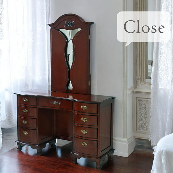 ドレッサー おしゃれ 完成品 収納 三面鏡 アンティーク調 輸入家具