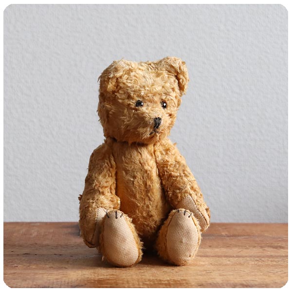 イギリス アンティーク テディベア/ぬいぐるみ/蚤の市/全長約22cm