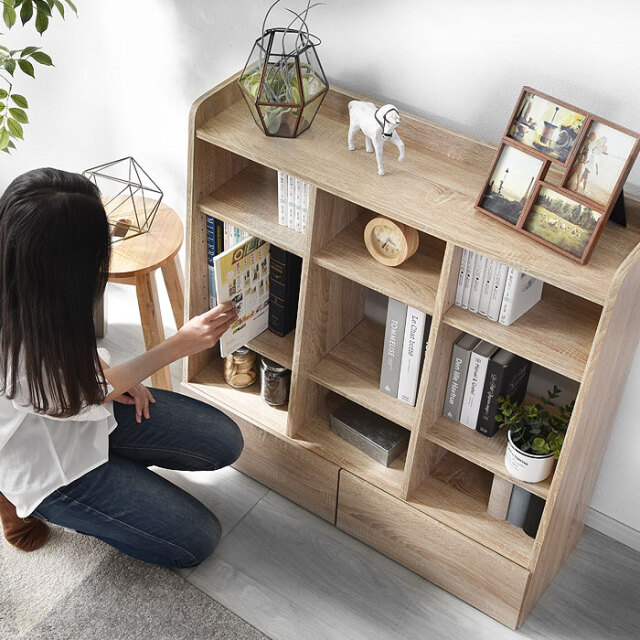 ホワイトオープンシェルフ 引き出し付き arne（アーネ） 本棚 カラー