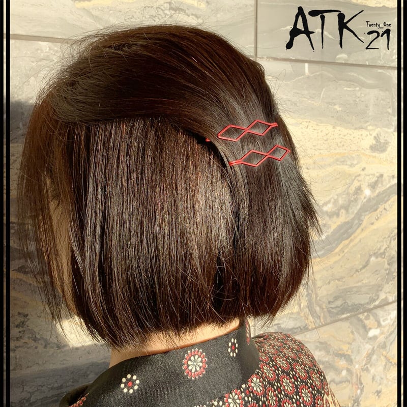 2点セット) ダブル ひし形 マットカラー ヘアピンセット シンプル 前髪