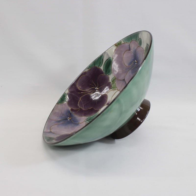 特選品 京都 京焼（清水焼） 土淵陶葊(どぶちとうあん)作 ☆パンジー六