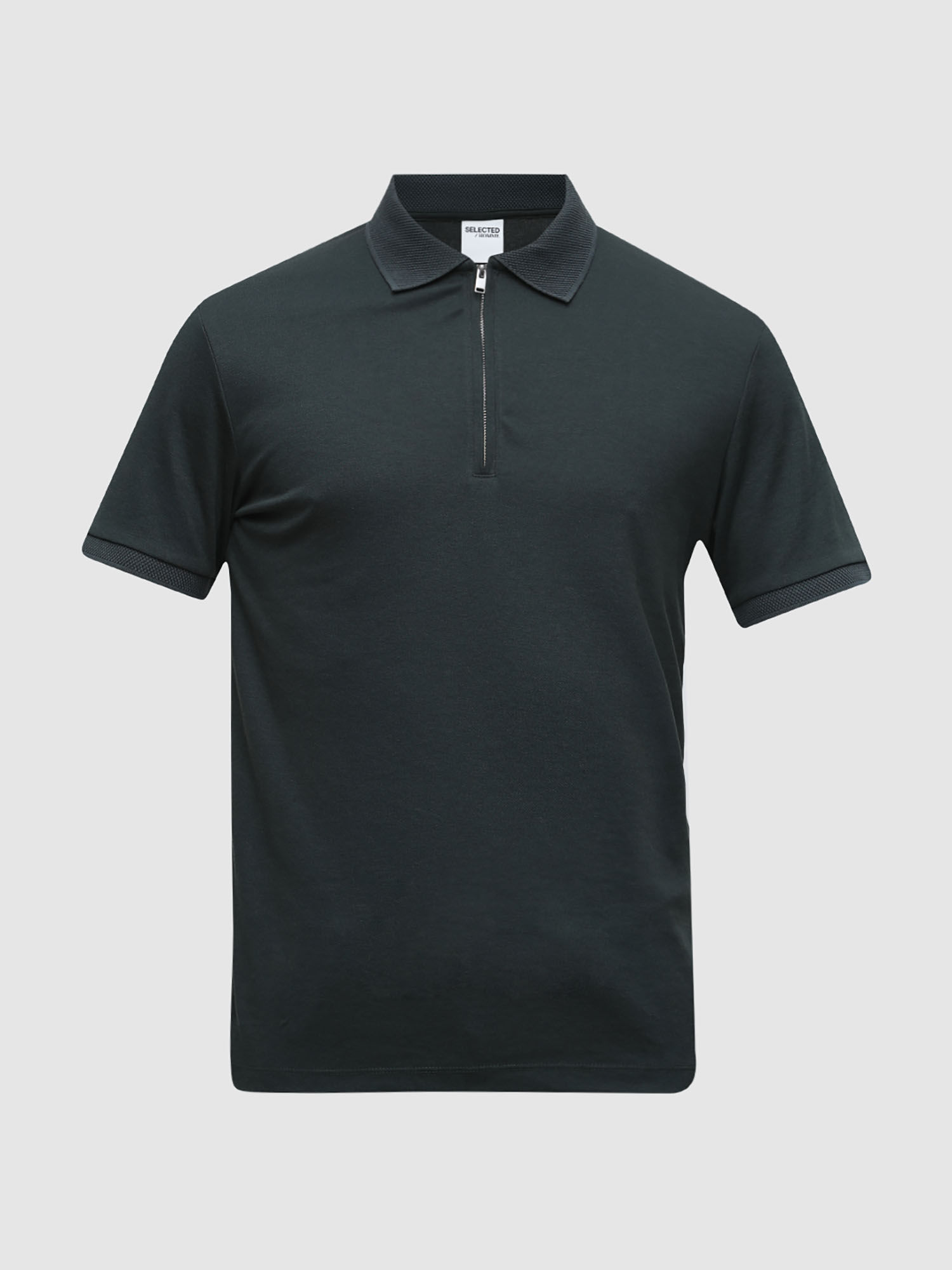 Buy Selected Olive Zip Up Polo T-Shirt Online