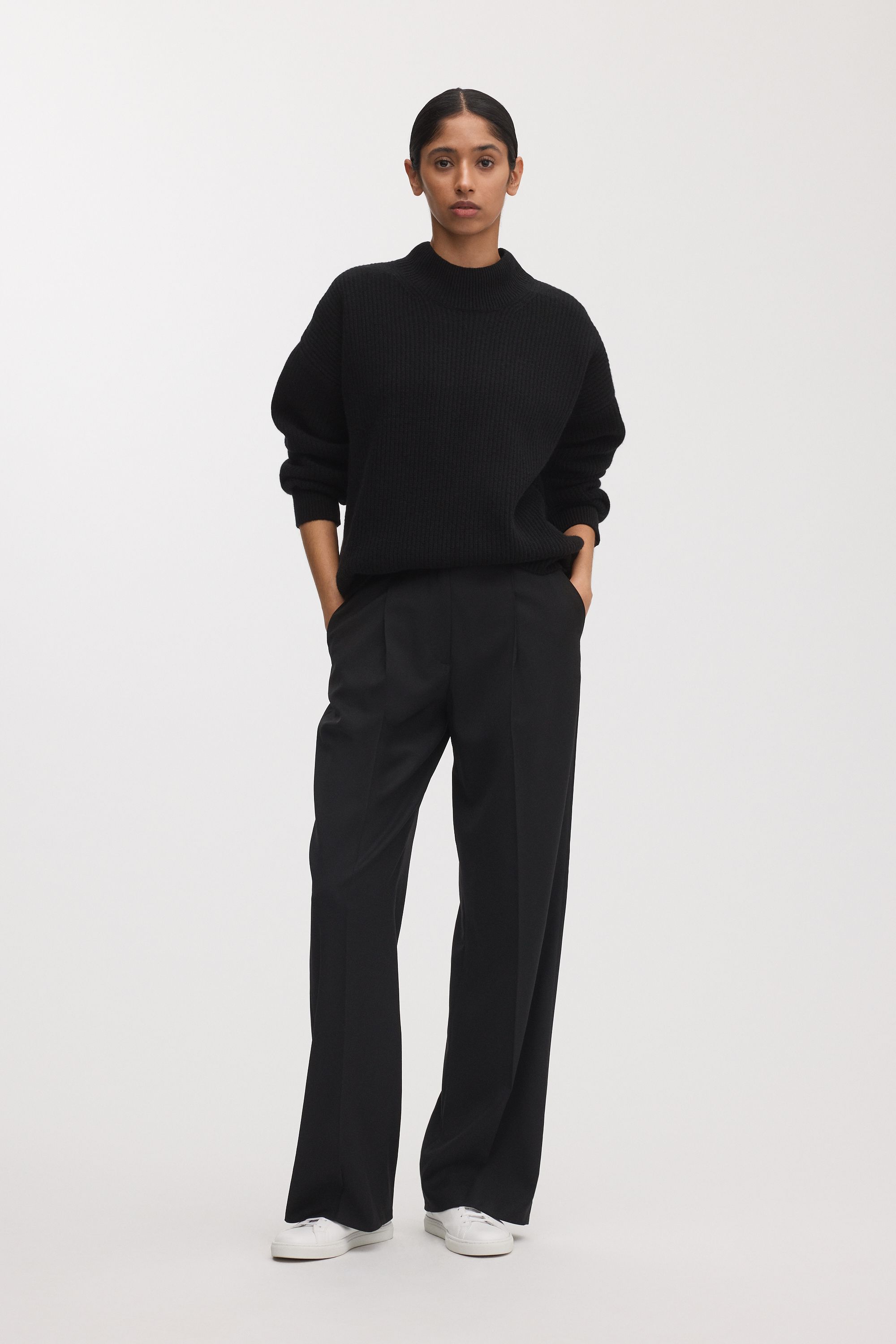 Black Mock Neck Sweater | 100% Recycled Wool | Asket