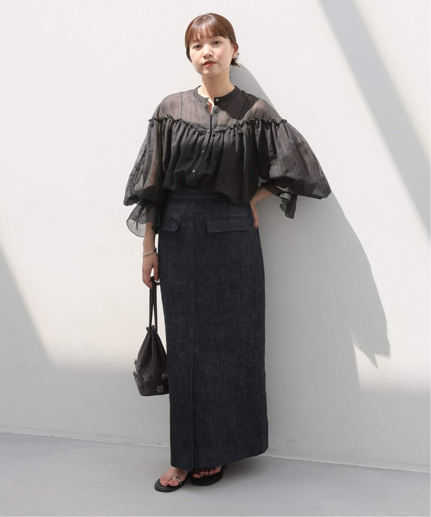 B. リネン混シアーブラウス（シャツ／ブラウス）｜IENA（イエナ）の