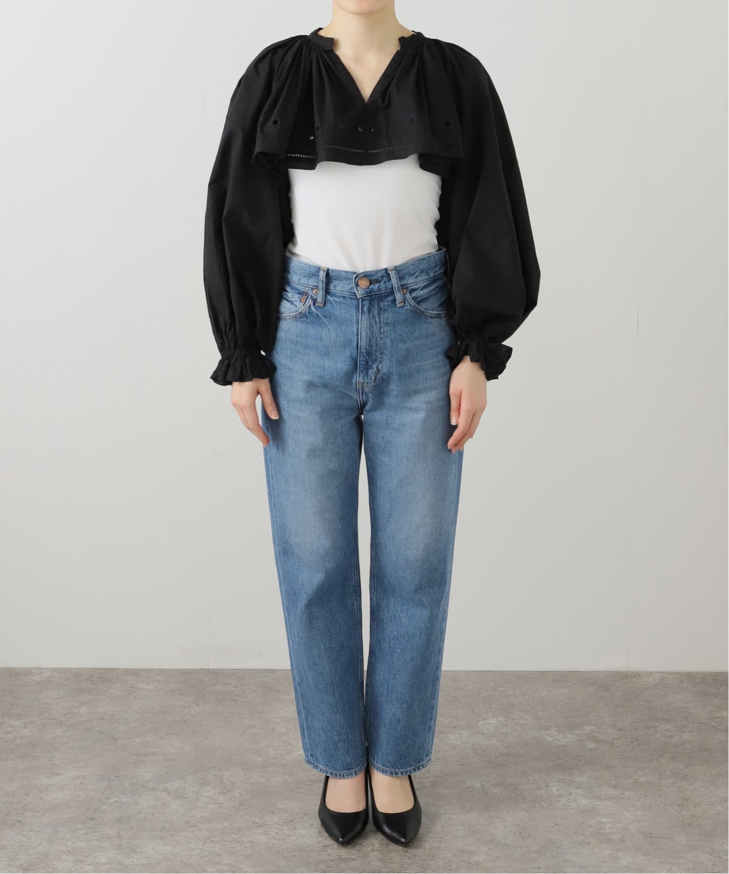 crinkle crinkle crinkle embroidery クロップド ブラウス CC-3526