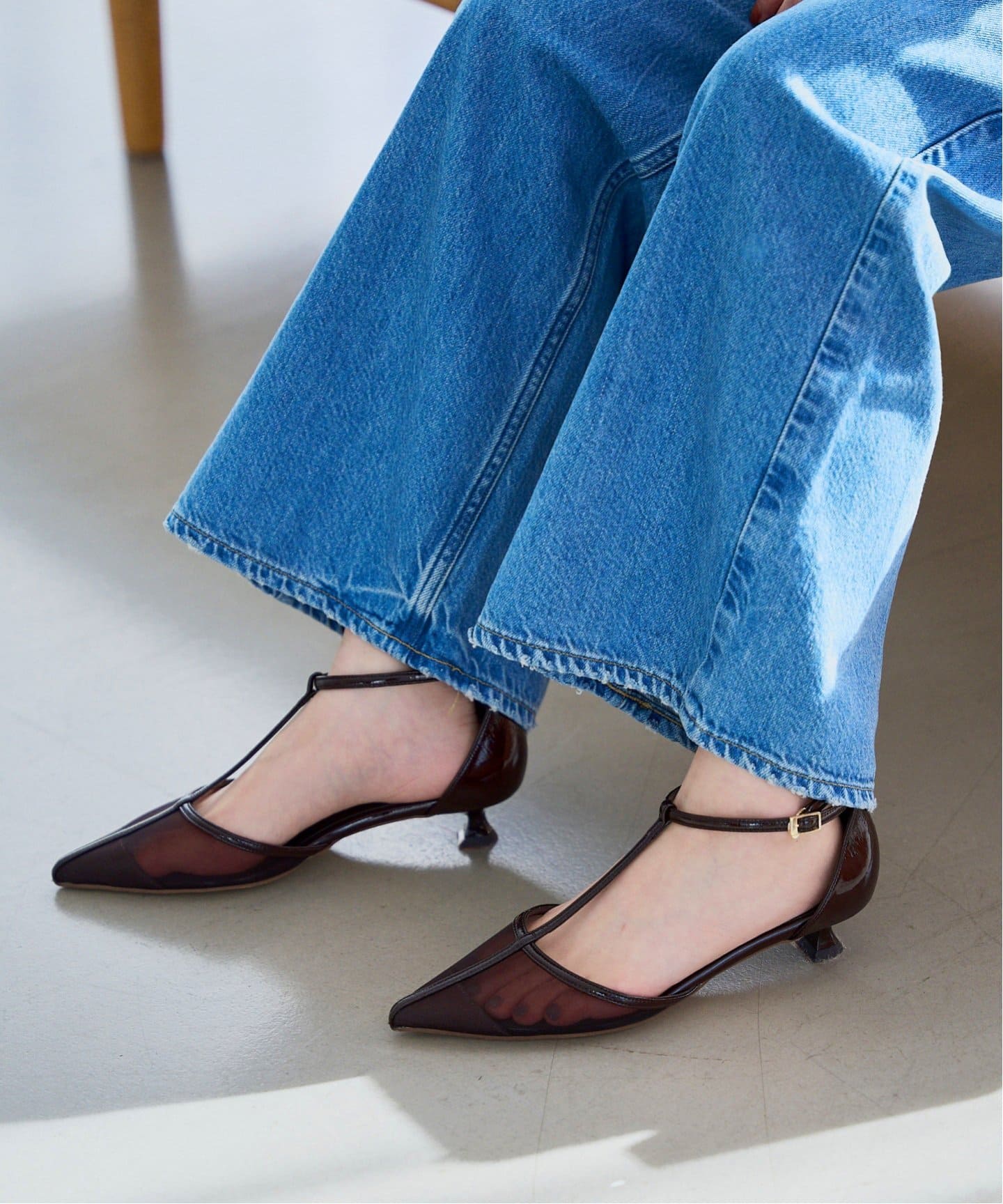 追加》3.5cmTストラップシアーパンプス（パンプス）｜LE TALON（ル