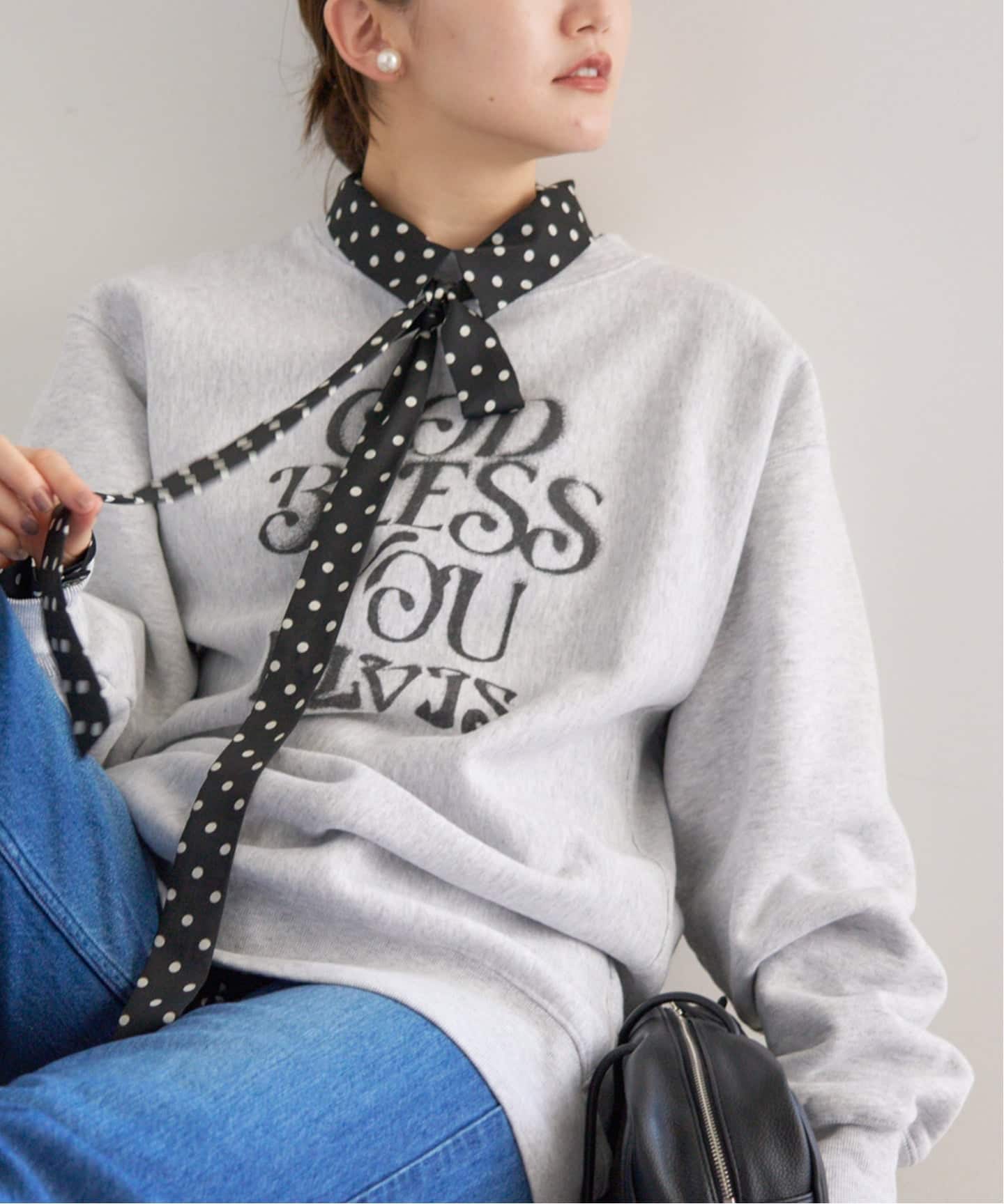 WEB限定/追加4》サテンドットタイ付ブラウス（シャツ／ブラウス