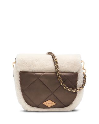MZ WALLACE Crosby Lock Small Shearling Trim Crossbody Bag