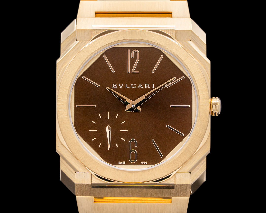 56701) Bulgari Octo Finissimo Extra Thin Yellow Gold Brown Dial