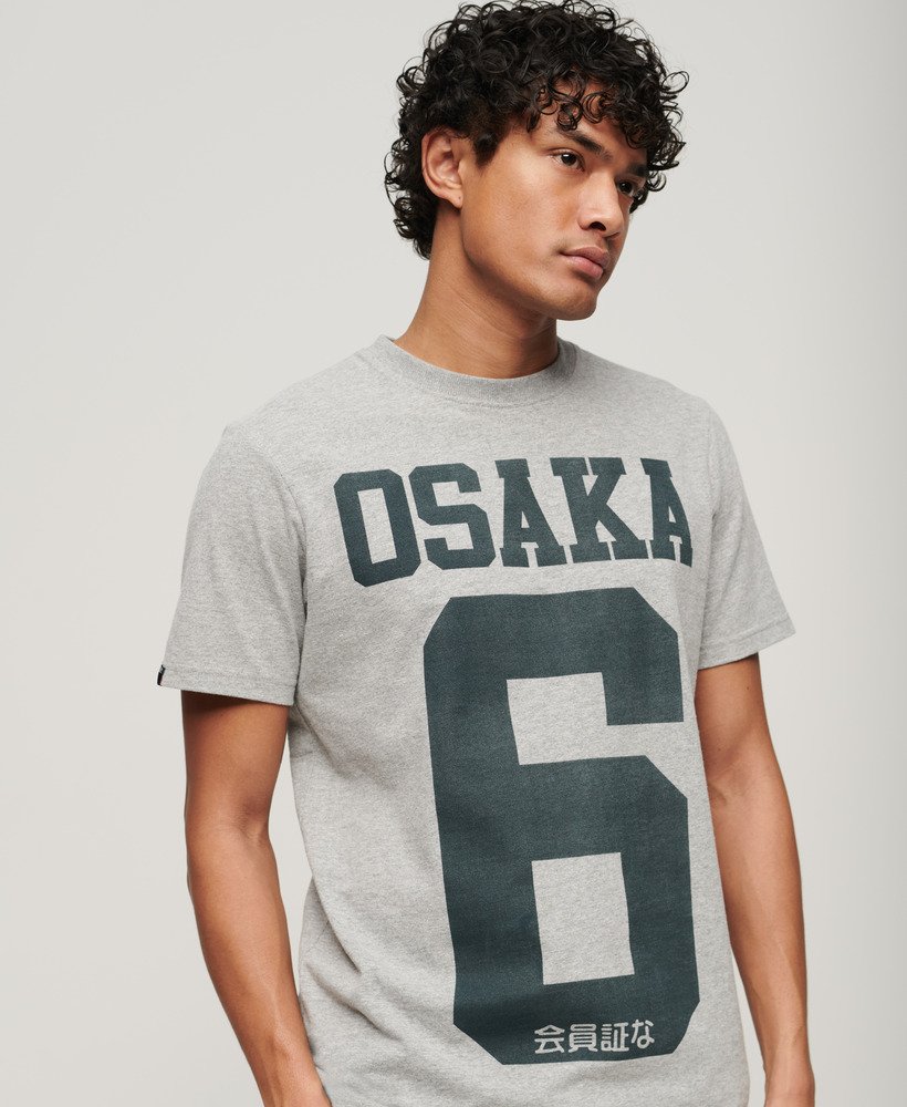 mens Osaka 6 Graphic T-Shirt in Ash Grey Marl | Superdry US