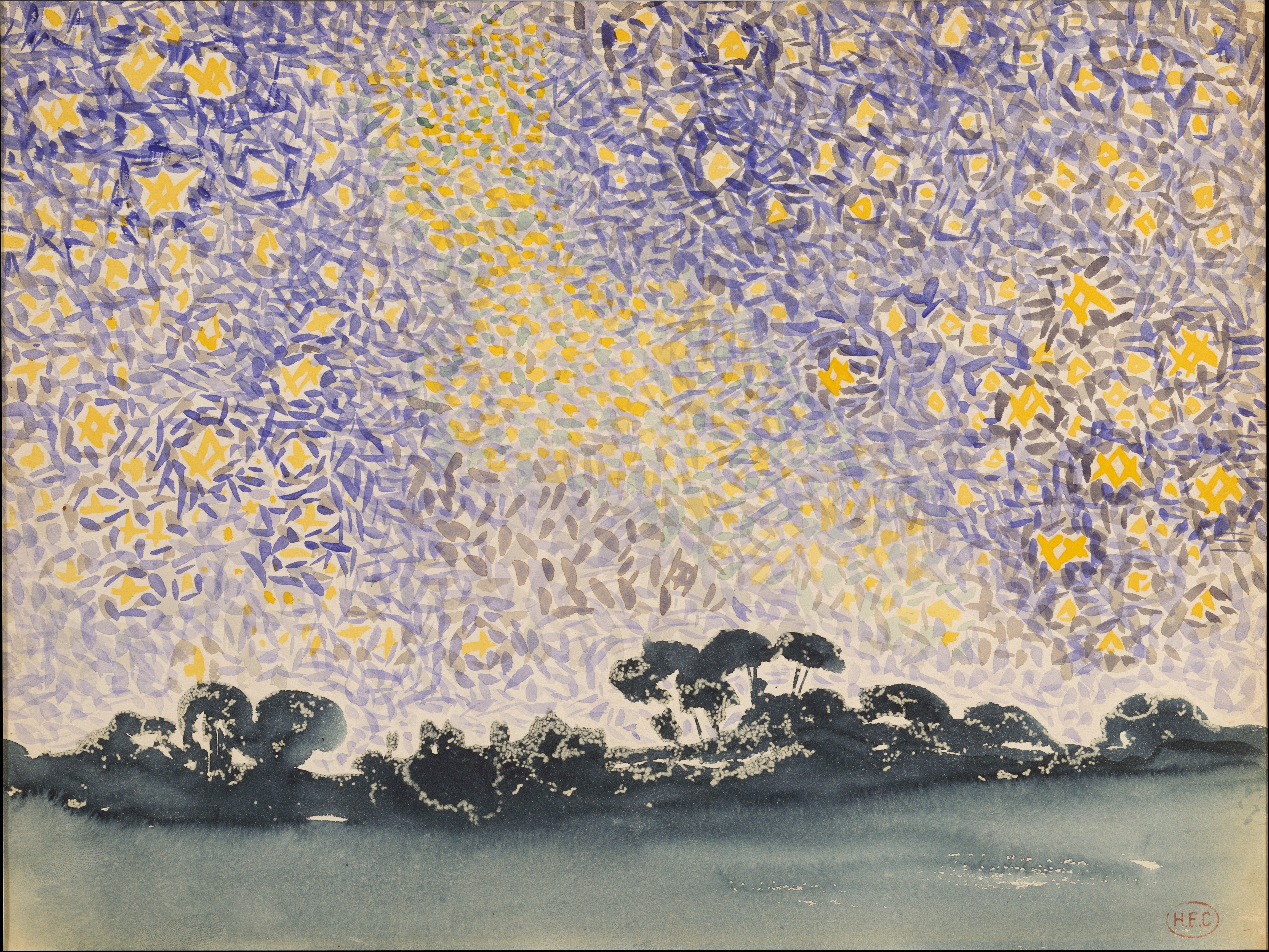 Henri-Edmond Cross (Henri-Edmond Delacroix) - Landscape with Stars