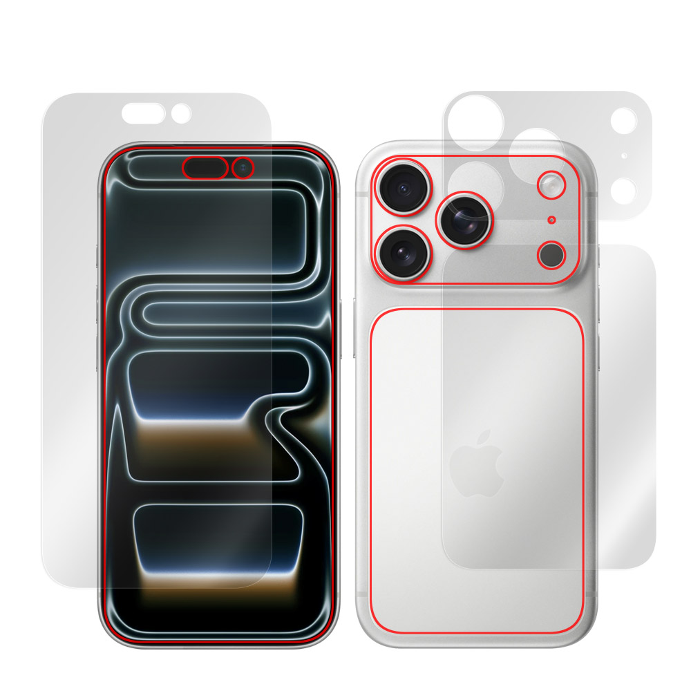 iPhone 17 Pro 用 保護フィルム | 表面・背面セット, 高光沢タイプ