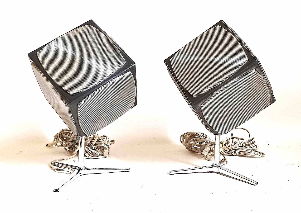 Pair of Jacob Jensen Cube Speakers for Grundig Audiorama 700 70s