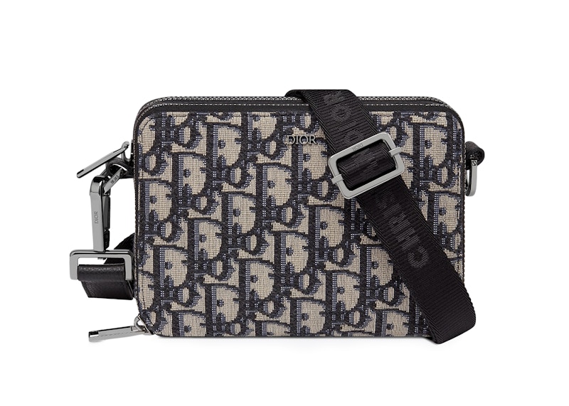 Dior Pouch with Shoulder Strap Oblique Jacquard Beige/Black in