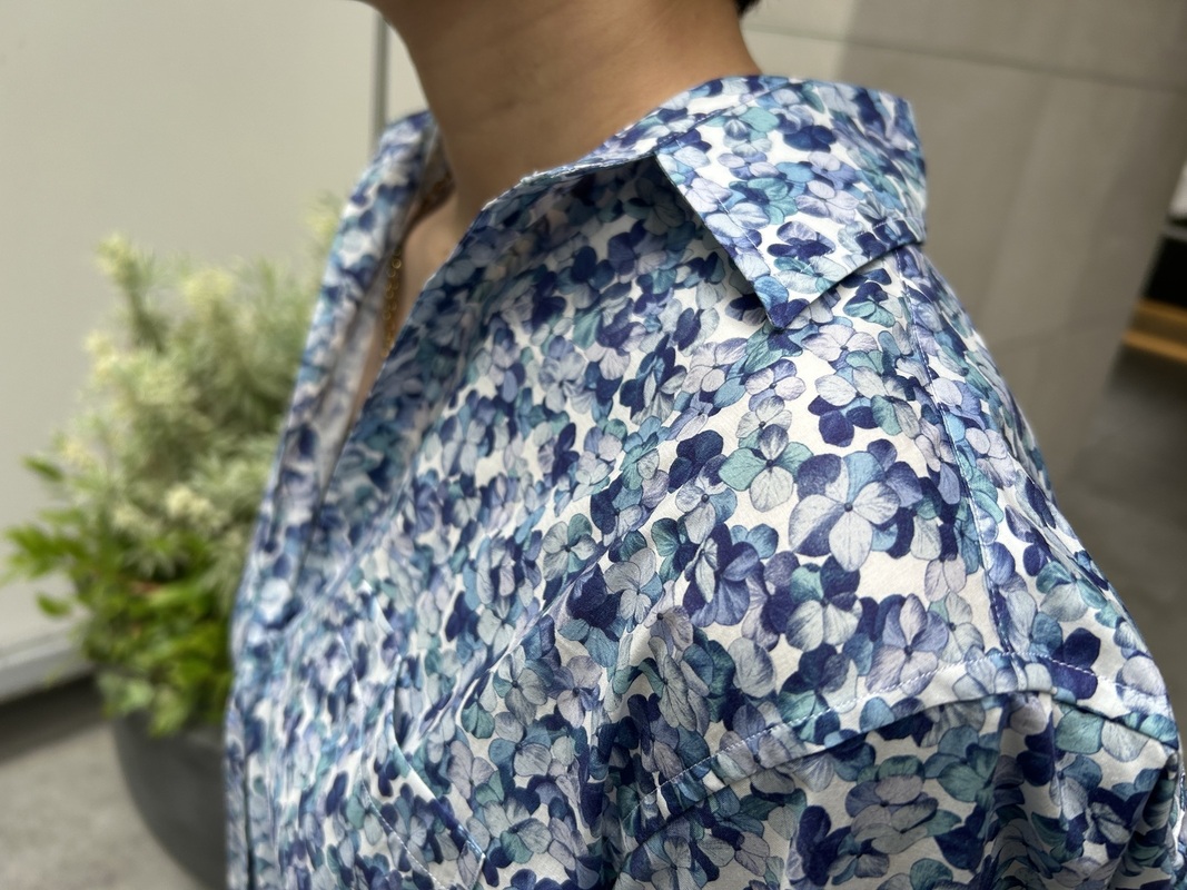 リバティ】紫陽花柄 スキッパーシャツ | 読む、鎌倉シャツ