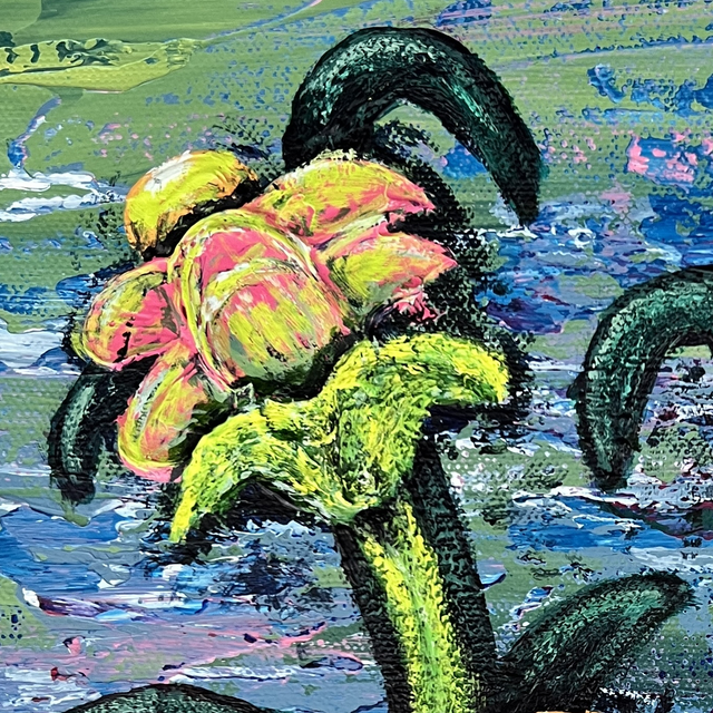 02. Imagined Pink Flowers 25x25cm / 10x10” | Wendy Kriz Evans Art