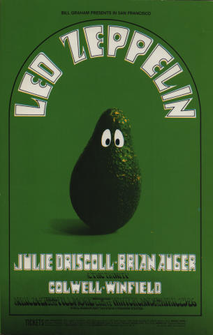 Led Zeppelin Vintage Concert Poster from Fillmore West, Apr 24