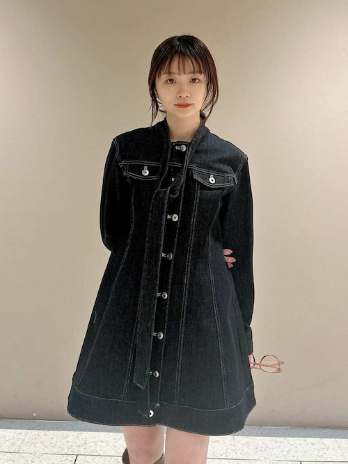 ボウタイデニムミニワンピース（ワンピース）｜LILY BROWN（リリー