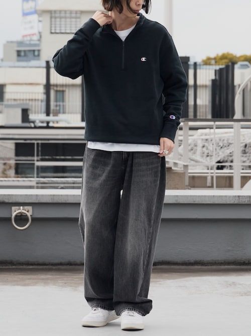 Champion/チャンピオン HALF ZIP SWEATSHIRT ブランドロゴ USAコットン
