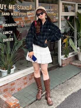 コーデュロイ タータン ハーフジップトップ / アディダスオリジナルス