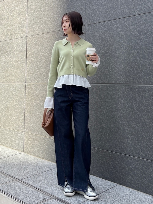 ペプラムドッキングニットカーディガン｜ラグナムーン（LAGUNAMOON