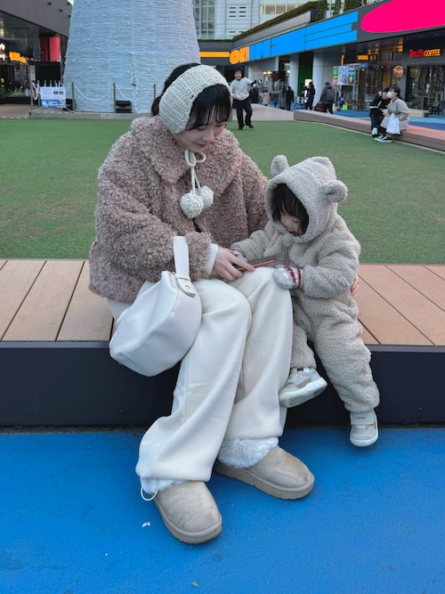 セール】【リンクコーデ】【ベビー】 ボア アニマル 耳付き