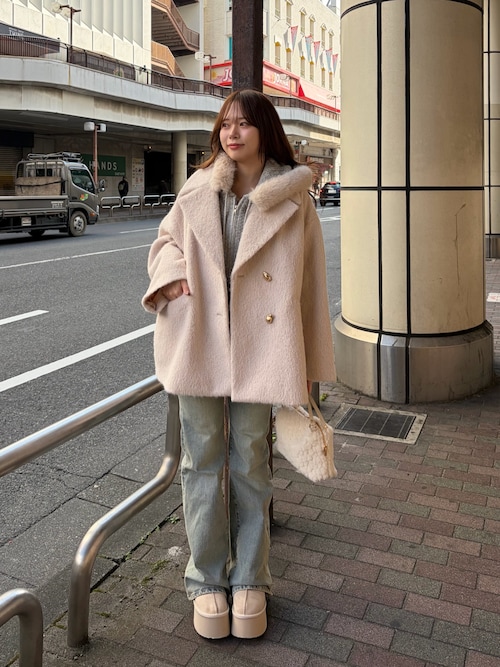 Chico（チコ） コート アウター 金ボタンシャギーミディジャケット