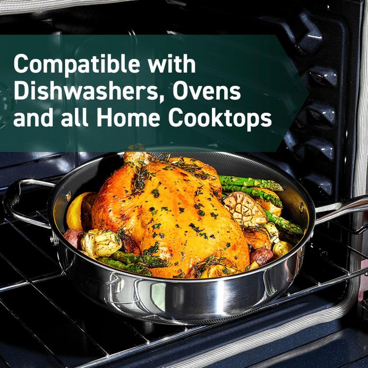HexClad Hybrid Cookware, Hybrid Nonstick Deep Saute Pan with Lid