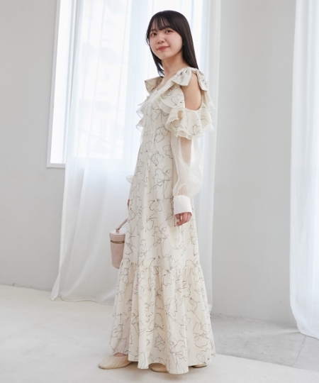 フリルリボン肩あきワンピース/MAJESTIC LEGON(マジェスティックレゴン