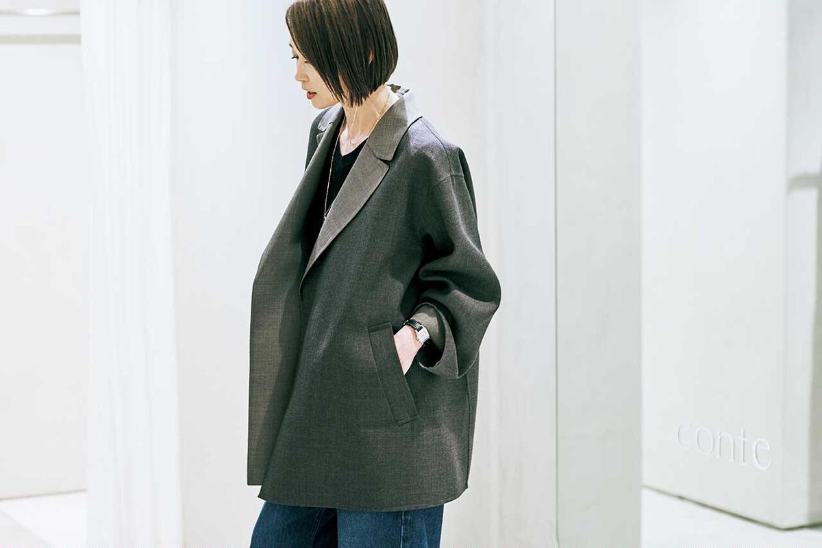 辺見えみりさんが着こなす！立体的なシルエットが美しい「conte」の