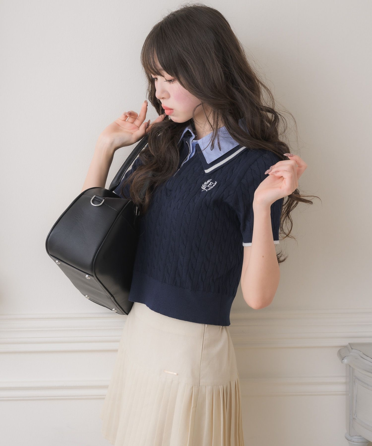 ZIPシャツレイヤード風NT|ems excite | RETRO GIRL ONLINE STORE