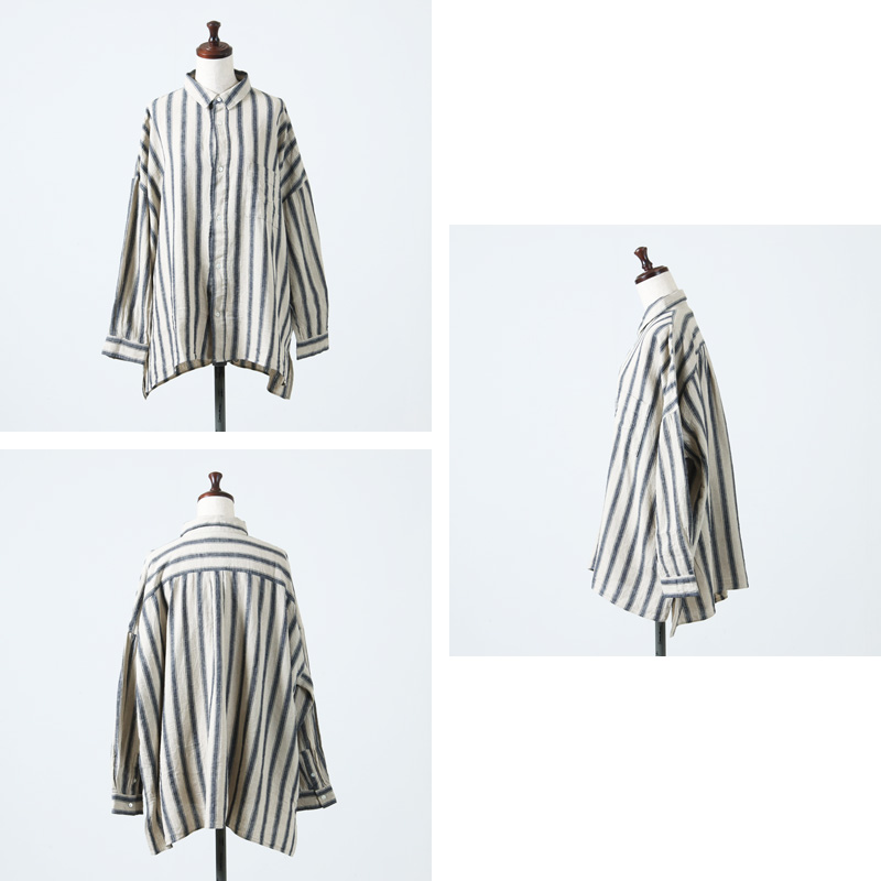 ICHI Antiquites (イチアンティークス) リネンコットンストライプシャツ