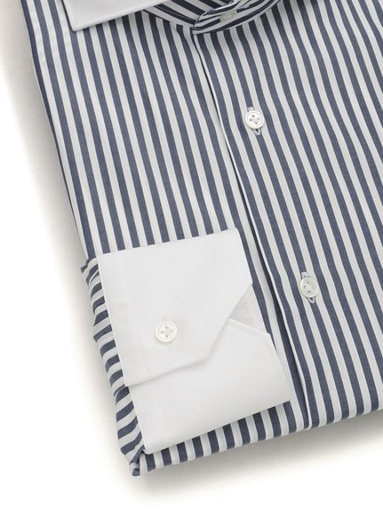 Horizontal ツイル クレリック｜ネイビーストライプ（スリムフィット