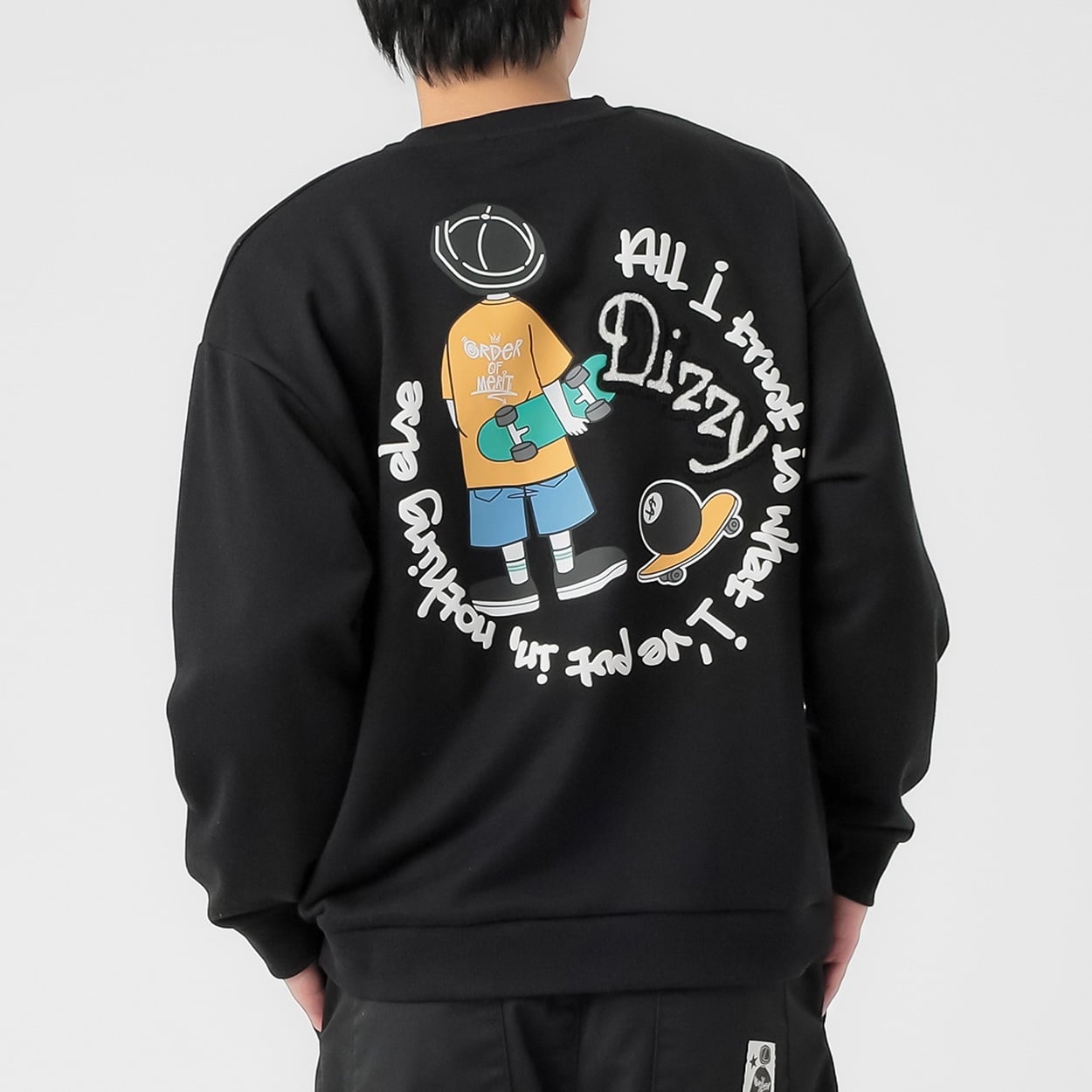 DIZZY裏毛バックプリントトレーナー メンズ Doublefocus(ダブル