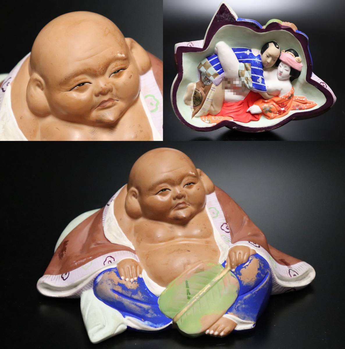 春画人形 裏絵 日本人形 枕絵 陶器 1点 春画人形 裏絵 日本人形 枕絵