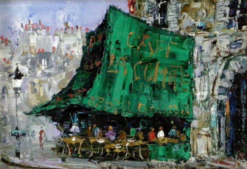 ☆ 定岡宏 ◇ 油彩画 ◇ SM ◇ カフェテラスコメット ◇ 直筆サイン