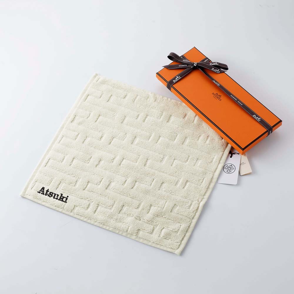 HERMES エルメス カレ・タオル ステアーズ ナチュラル 単品 名入れ代
