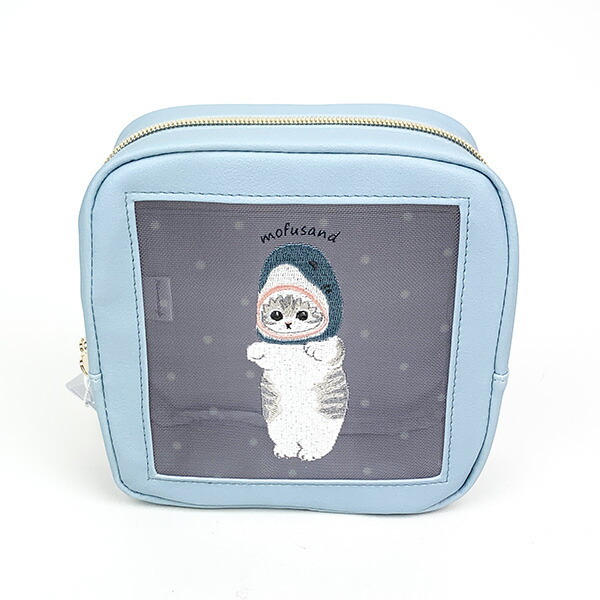 モフサンド mofusand サメにゃん ボックスポーチ (ブルー) メッシュ