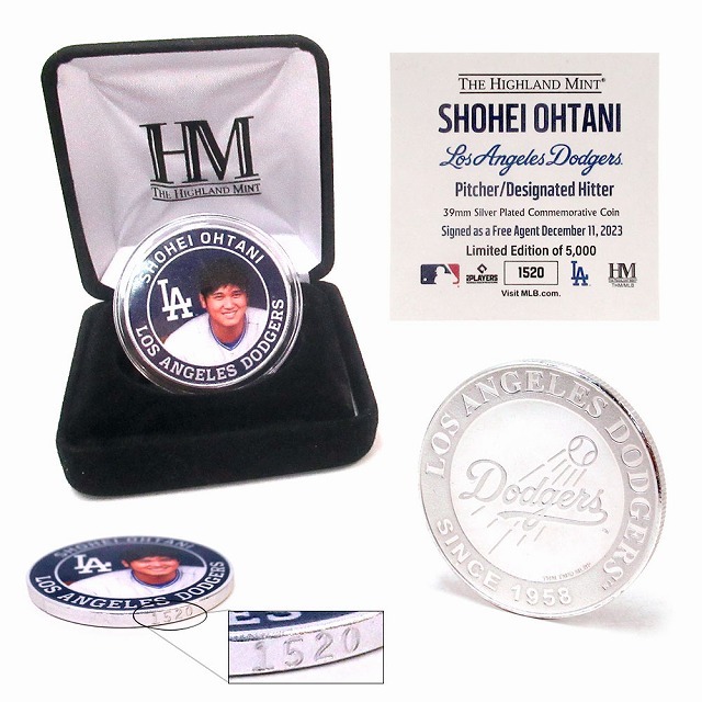 大谷翔平選手 ロサンゼルス・ドジャース入団 記念コイン 限定 シリアル