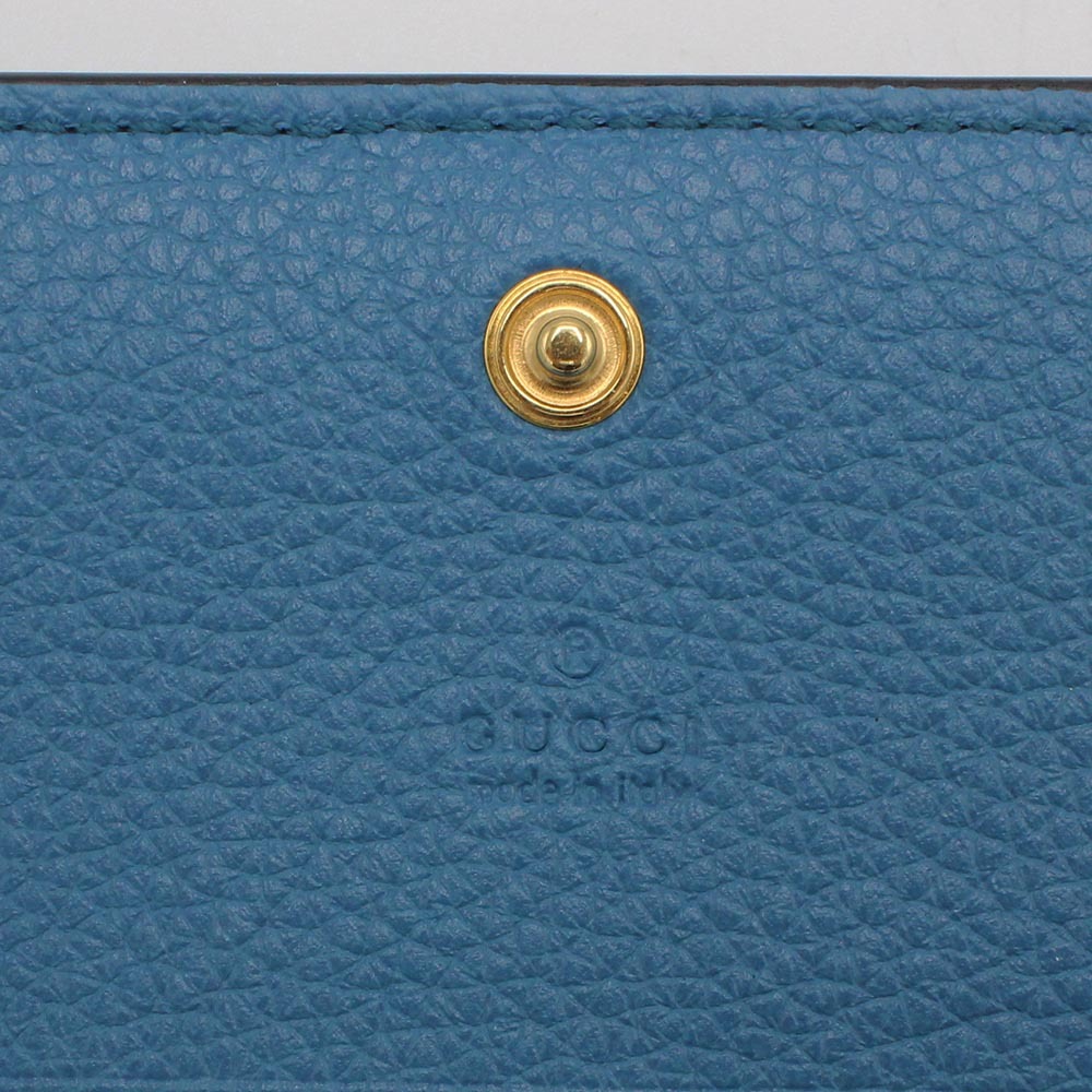 美品】グッチ マイクログッチシマ カードケース ライトブルー 名刺入れ