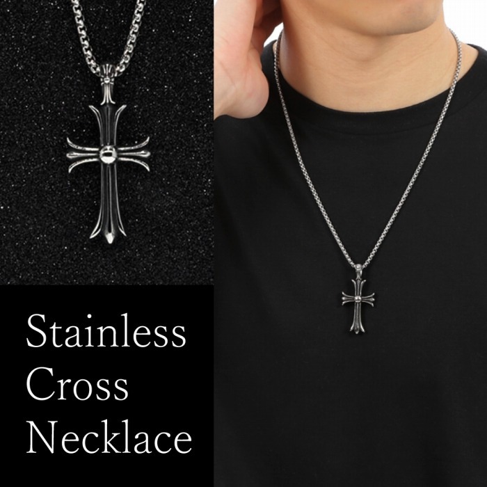 メンズ ネックレス クロス ペンダント 十字架 ステンレス製 ベネチアン