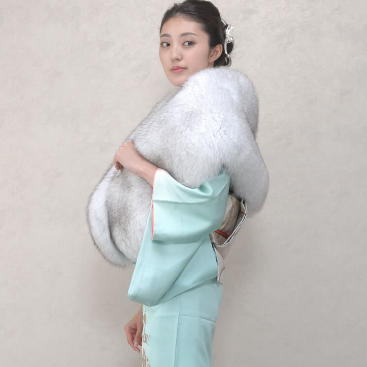 ラッピング無料】ケープストールレディースケープブルーフォックス