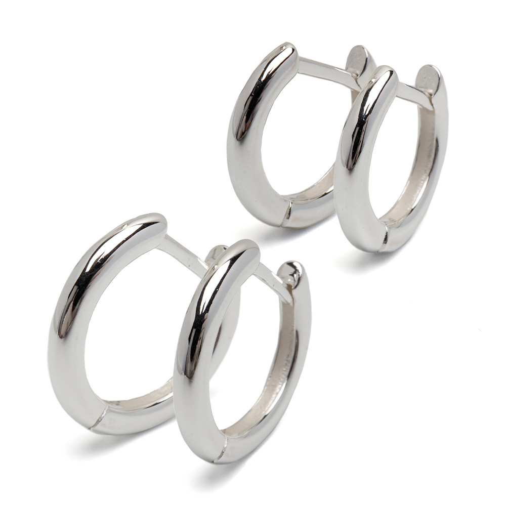 シルバー925 シンプルピアス プレーンピアス フープピアス 2サイズ