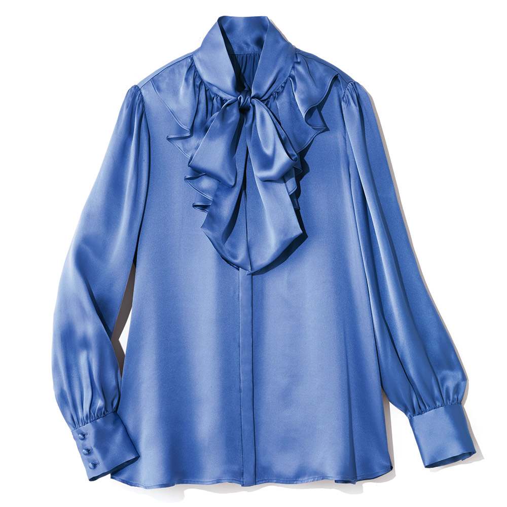 シルクサテン フリルデザイン ボウタイ ブラウス 通販 - ディノス