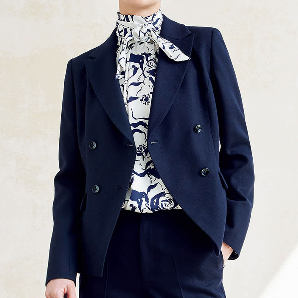 ウールクレープ ダブルブレスト ジャケット 通販 - ディノス